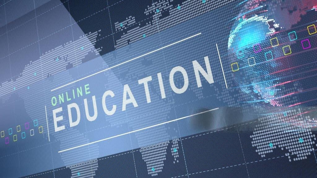 Online education digital graphic representing a course delivery platform